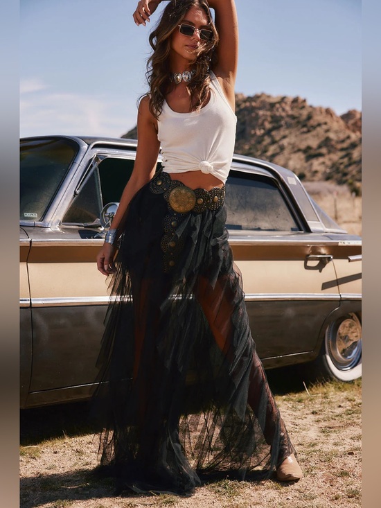 12th Tribe Dresses & Skirts - Rosalie Rock Black Tulle Maxi Skirt